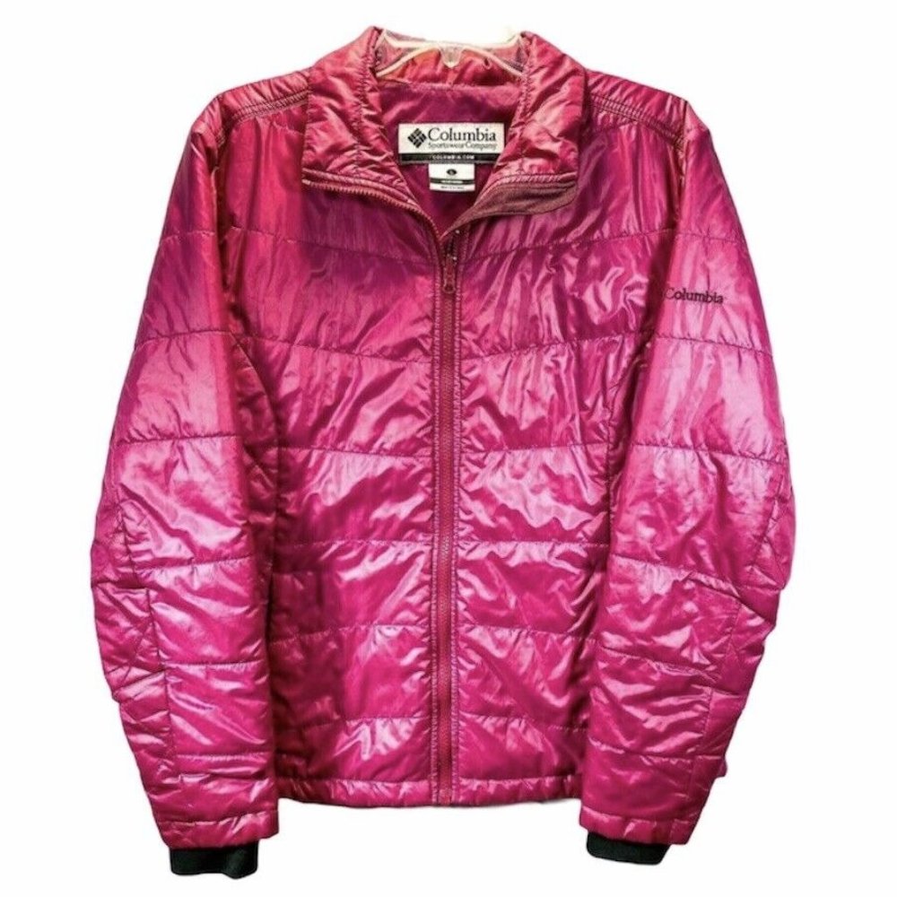 COLUMBIA Womens Size Large Interchange Jacket Coat Dark Pink Burgundy